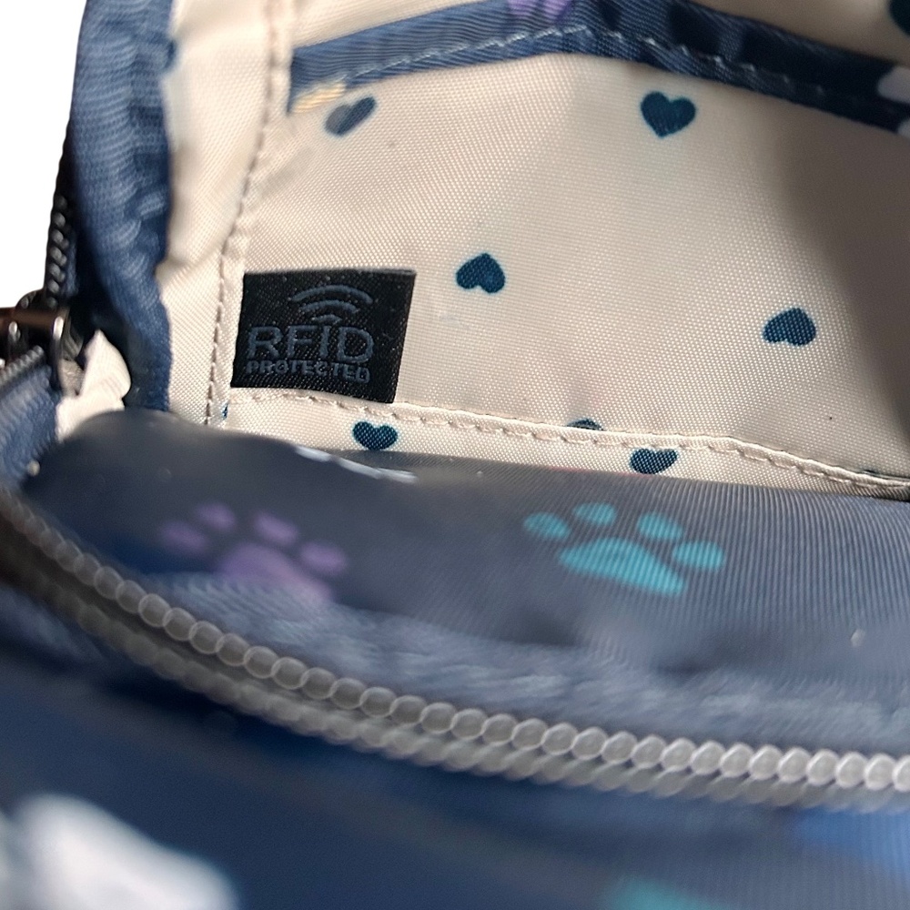 Lug Skeeter Mini Convertible RFID Crossbody Bag Paws Navy Print - Picture 9 of 15